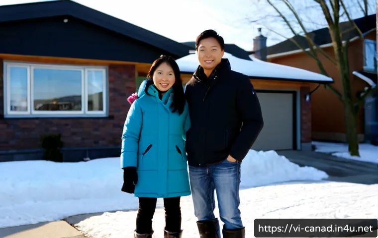 Home 17 캐나다에서 집을 구하는 방법 - Photorealistic Vietnamese Canadian couple in their early thirties viewing a bright detached suburban...